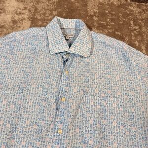 Peter Millar Shirt Men's XL Friday Cocktail Linen Button Up Golf Casual Beach